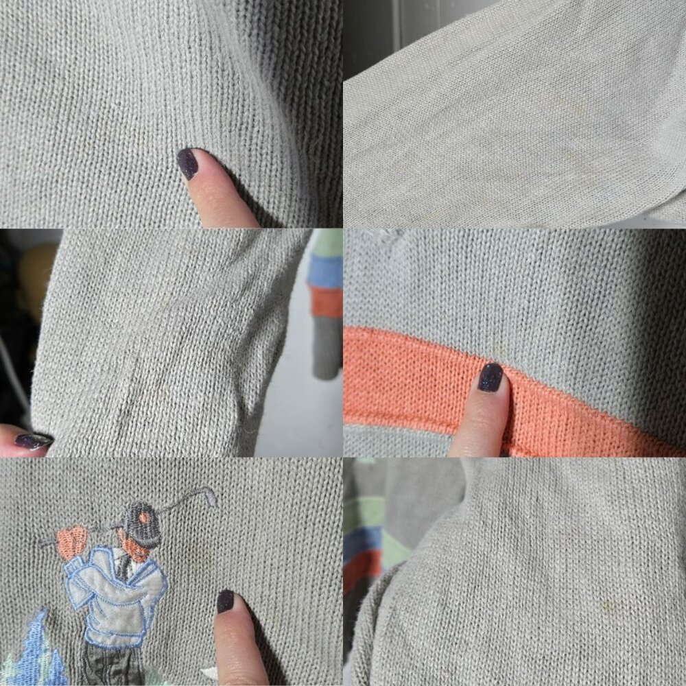 Vintage Mens Golf Sweater Large Sport Retro Grandpa Knit Outdoor Embroidered - Picture 3 of 8